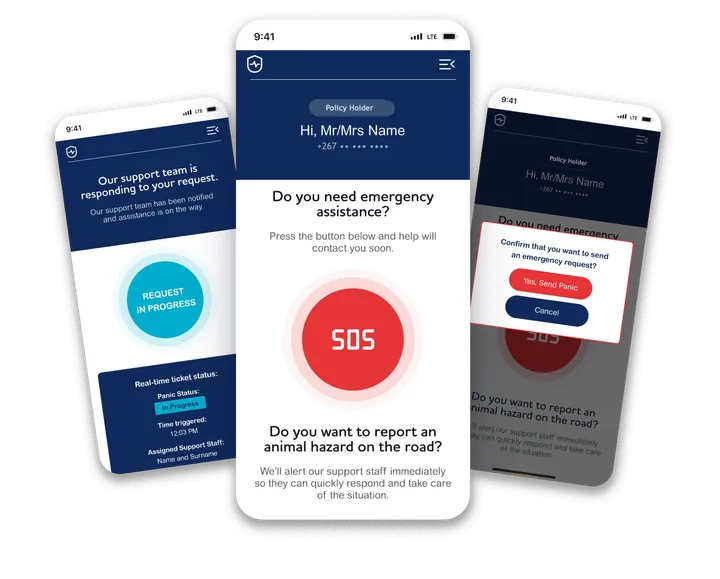 Motor Insurance Panic App mockup